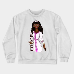 Black is Beautiful - Ethiopia Melanin Girl in traditional outfit Crewneck Sweatshirt